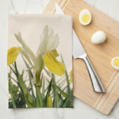 クリームの黄色アイリス キッチンタオル (四つ折り)