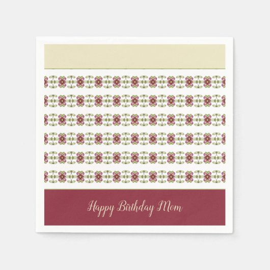 クリームを塗ったバーガンディ スタンダードカクテルナプキン (正面)