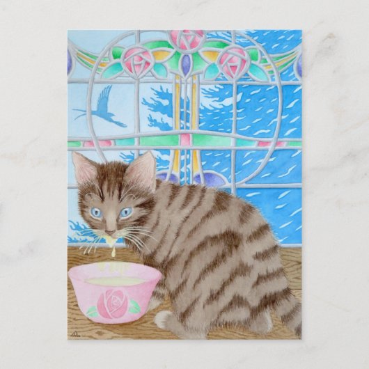 クリームを塗ったヒゲ！ ポストカード (正面)