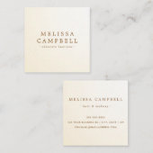 クリームアイボリーの高級プロフェッショナルミニマリスト スクエア名刺 (正面/裏面)