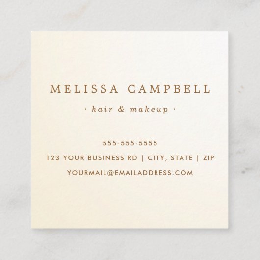 クリームアイボリーの高級プロフェッショナルミニマリスト スクエア名刺 (裏面)