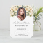 クリームアイボリーバラ写真メモリアル愛の記憶 招待状 (スタンド正面)