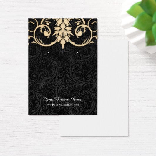 クリームアイボリーブラックヴィンテージカスタムイヤリングカード (デスク)