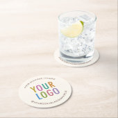 クリームアイボリーベージュ色紙コースターカスタムズロゴラウンド ラウンドペーパーコースター (インサイチュ)