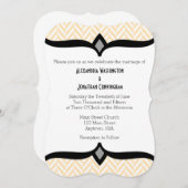 クリームアイボリーホワイトヘリンボーン結婚式招待状 招待状 (正面/裏面)