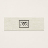 クリームアイボリーリネンロゴスタッドイヤリングディスプレイカード (正面)