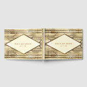 クリームアイボリー金ゴールド20のアールデコギャツビー結婚グラーム ゲストブック (全面)