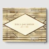 クリームアイボリー金ゴールド20のアールデコギャツビー結婚グラーム ゲストブック (裏面)