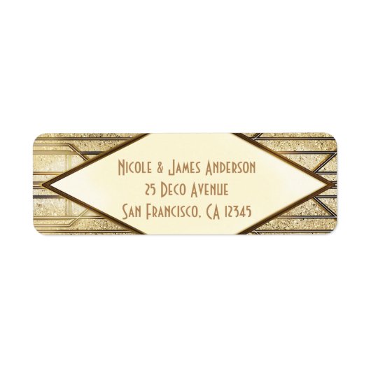 クリームアイボリー金ゴールド20のアールデコギャツビー結婚グラーム ラベル (正面)