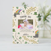 クリームアイリッシュレインボークローバー&ハート誕生日 サンキューカード (スタンド正面)