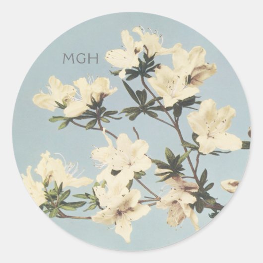 クリームアエレガントザレアフローラモノグラム封筒用シール ラウンドシール (正面)