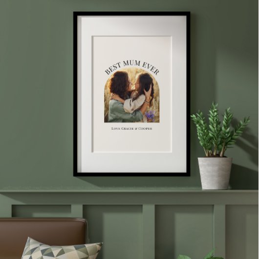 クリームアエレガントーチフォトタイポグラフィ最高のマーム ポスター