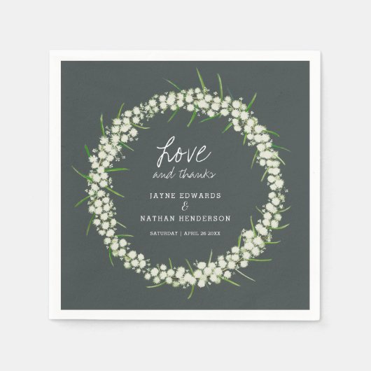 クリームアカシア春の花結婚アートナプキン スタンダードカクテルナプキン (正面)