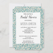 クリームアクアミントグリッターヒョウ動物 招待状 (正面)