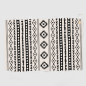 クリームアステカミックスモチーフの茶色のパターン ゴルフタオル (横)