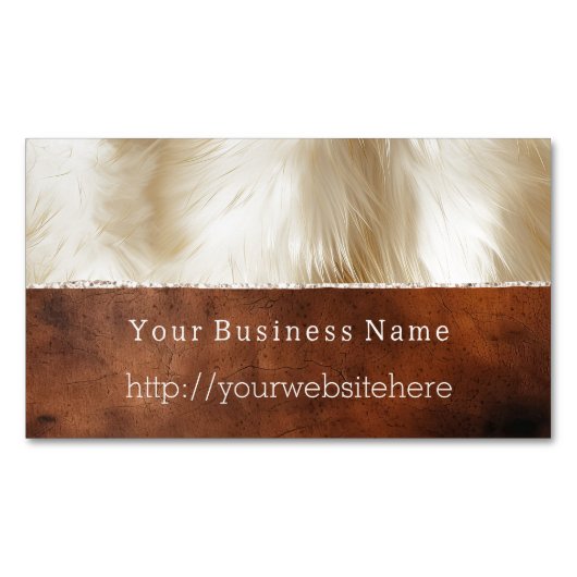 クリームアニマルファーブラウンサウスウエストコウィド マグネット名刺 (正面)