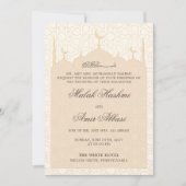 クリームアラビ華美アルモスクイスラム結婚教徒 招待状 (正面)