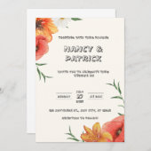 クリームアンドグリーンフローラ結婚式招待状 招待状 (正面/裏面)