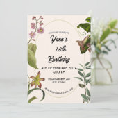 クリームアンドグリーンフローラ18誕生日 招待状 (スタンド正面)