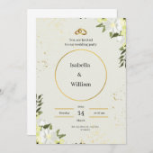 クリームアンドグリーン結婚式招待状 招待状 (正面/裏面)