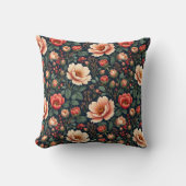 クリームアンドコーラルビューティフルフローラ クッション (正面)