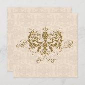 クリームアンドダマスクイニシャルスクエア結婚式招待状 招待状 (正面/裏面)