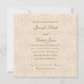 クリームアンドダマスクイニシャルスクエア結婚式招待状 招待状 (裏面)