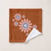 クリームアンドテラコッタ抽象芸術フローラ バスタオルセット (ウォッシュタオル)