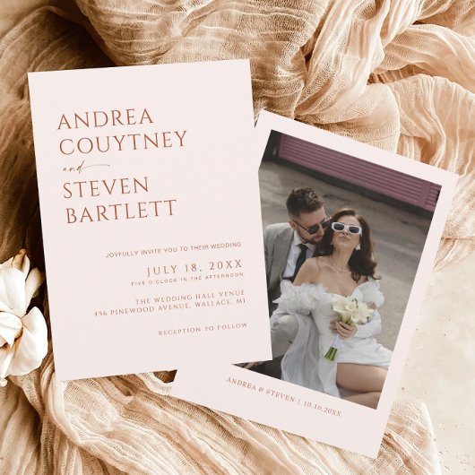 クリームアンドテラコッタ秋の結婚式 招待状