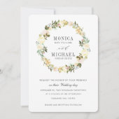クリームアンドハンター |植物性フローラリース結婚ズ 招待状 (正面)