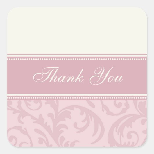 クリームアンドピンクサンキュー結婚の封筒用シール スクエアシール (正面)