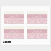 クリームアンドピンクサンキュー結婚式の引き出物ラベル 長方形シール (シート)