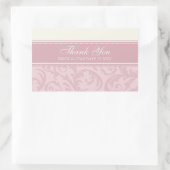 クリームアンドピンクサンキュー結婚式の引き出物ラベル 長方形シール (バッグ)