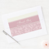 クリームアンドピンクサンキュー結婚式の引き出物ラベル 長方形シール (封筒)