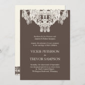 クリームアンドブラウンシャンデリア結婚式招待状 招待状 (正面/裏面)