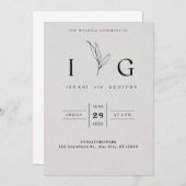 クリームアンドブラックシンプルミニマリストエレガントな結婚式 招待状 (正面/裏面)