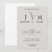 クリームアンドブラックミニマリストエレガントウェディング招待状 招待状 (正面/裏面)