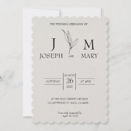 クリームアンドブラックミニマリストエレガントウェディング招待状 招待状