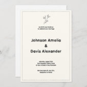 クリームアンドブラックミニマル結婚式招待状 シーズンカード (正面/裏面)