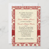 クリームアンドレッドダマスウェディング招待状 招待状 (裏面)