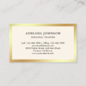 クリームアンド金ゴールドダンベルフィットネスパーソナルトレーナー 名刺 (裏面)