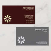 クリームアールデコフラワーシンボル – ダークブラウン 名刺 (正面/裏面)