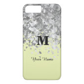 クリームイエローグリッターパーソナライズされたモノグラム Case-Mate iPhoneケース (裏面)