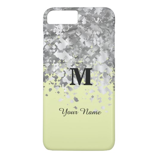 クリームイエローグリッターパーソナライズされたモノグラム Case-Mate iPhoneケース (裏面)