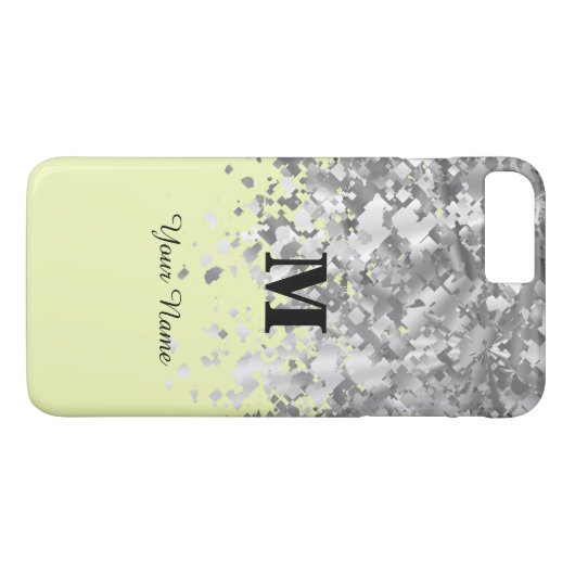 クリームイエローグリッターパーソナライズされたモノグラム Case-Mate iPhoneケース (裏面(横))