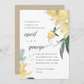 クリームイエローグリーンの花柄 ウェディングプランナーが結んだ招待状 サンキューカード (正面/裏面)