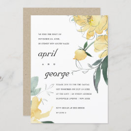 クリームイエローグリーンの花柄 ウェディングプランナーが結んだ招待状 サンキューカード