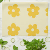 クリームイエロートロピカルフローラ春 キッチンタオル (折り畳み)
