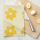 クリームイエロートロピカルフローラ春 キッチンタオル (四つ折り)