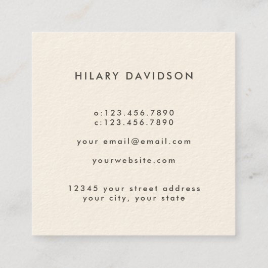 クリームイエローミニマルライトビジネスコンサルタント スクエア名刺 (裏面)